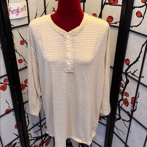 #386. 🪷Striped Beige Henley Shirt. 2x